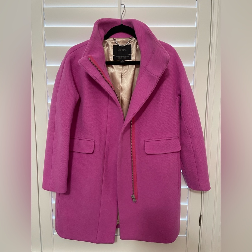 J. Crew Women's Bright Pink/Magenta Wool Pea Coat